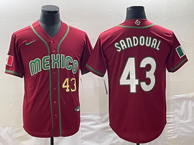 Men 2023 World Cub Mexico #43 Sandoual Red Nike MLB Jersey5->more jerseys->MLB Jersey